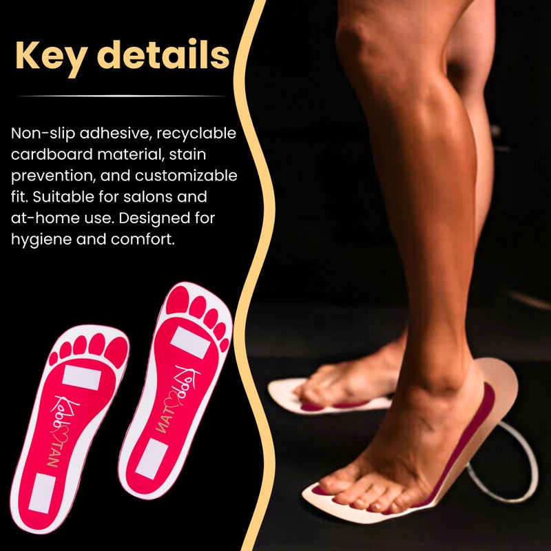 KOBBTAN 60 Pairs(120feets) Spray Tan Feet Pads Disposable & Economic Pink Feet pads for Spray tanning,Use in Tanning booth,Sunless Tanning at Home or Beauty Salon-Non Slip-Comfortable-Hygienic-Ultra Bronzing - Image 5